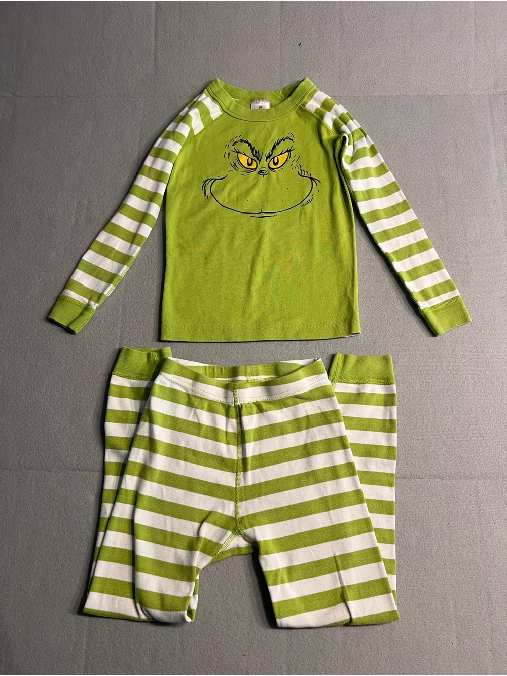 Hanna Andersson Grinch Organic Cotton Striped Snug Fit Pajama Set US 6-7